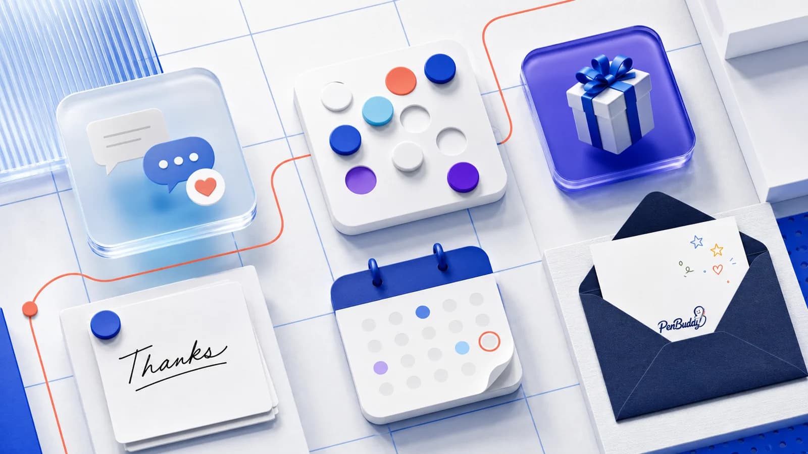 Employee recognition options arranged as physical and digital decision tiles